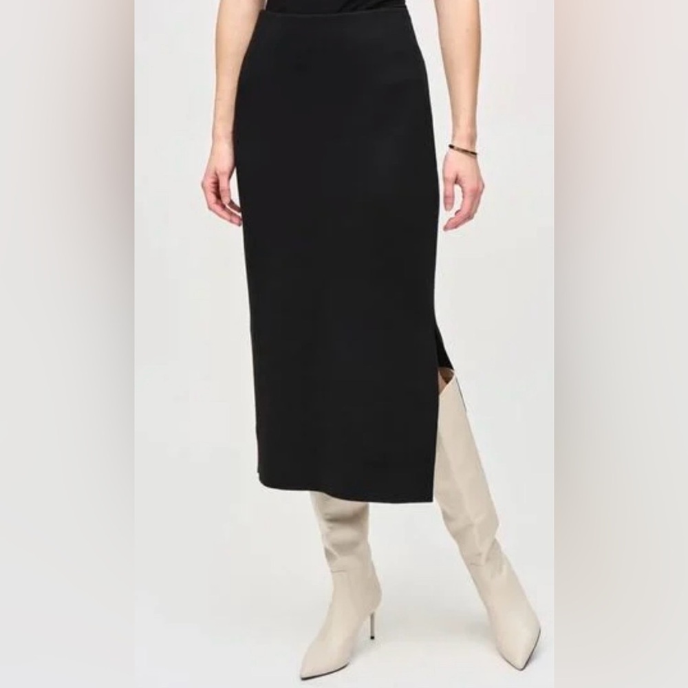 JOSEPH RIBKOFF black Sweater Knit Midi Skirt size XL